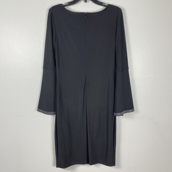 Joseph Ribkoff Embellished Dress Black Sz 8 Medium Bell Sleeves Cocktail Party - Picture 7 of 11